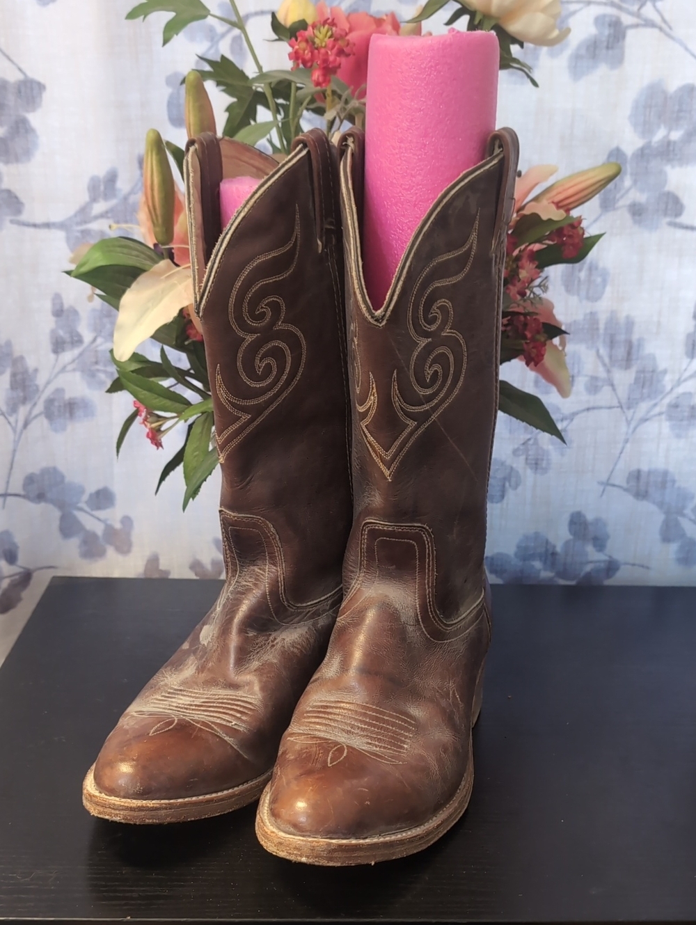 dingo Dark Brown Embroidered Leather Western Boots